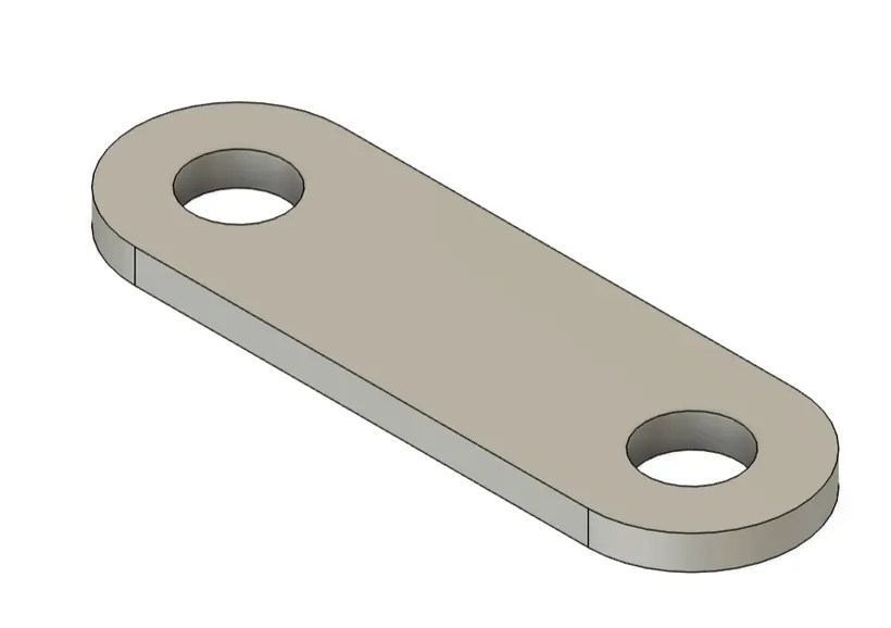 CAD model of the two-hole belt link.