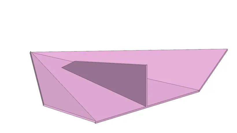 Isometric CAD view of the glider showing the swept delta wing surfaces and the raised centre structure.