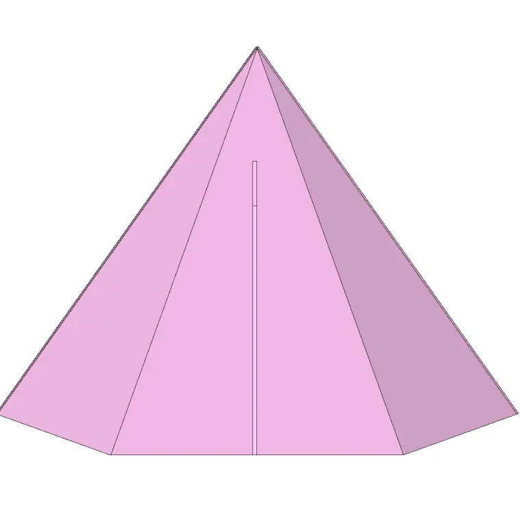 Top CAD view of the glider showing the symmetrical triangular planform and the centreline structure.