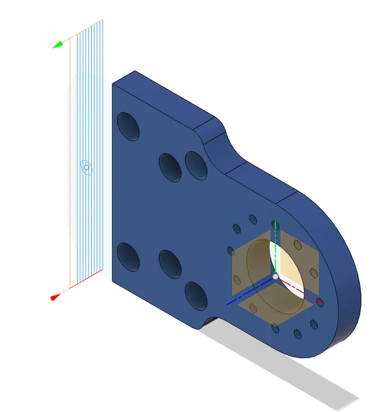 CAM setup for the shortened magnet holder, showing the reduced-height body and its machining toolpaths.