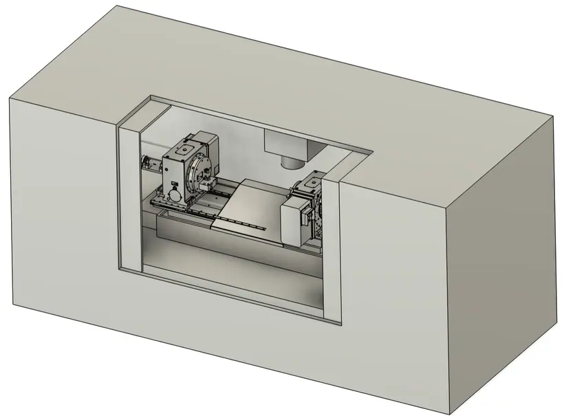 CAD model of the Yama Seiki BM-1600MAX vertical machining center including enclosure and table.